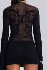 Black Wings Mesh Dress - Image 7