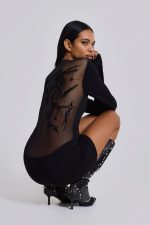 Black Wings Mesh Dress - Image 5