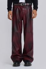 Oxblood Faux Leather Pants - Image 6