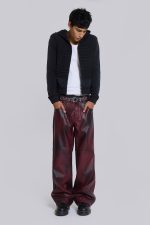 Oxblood Faux Leather Pants - Image 3