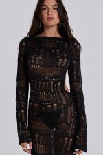 Black Metallic Umbra Maxi Dress - Image 3