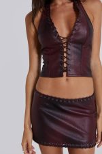 Lynx Faux Leather Corset Top - Image 2