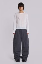 Vintage Grey Parachute Cargo Pants - Image 2