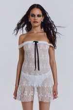 Rita Mini Dress in White - Image 4