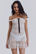Rita Mini Dress in White - Image 3