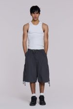 Vintage Grey Parachute Cargo Shorts - Image 2