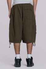 Khaki Parachute Cargo Baggy Shorts - Image 9
