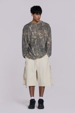Ecru Parachute Cargo Baggy Shorts - Image 2