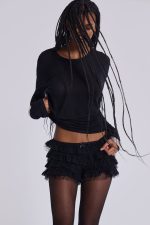 Black Rhea Lace Bloomer Shorts - Image 9