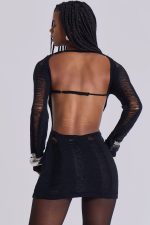 Black Umbra Shredded Mini Dress - Image 3