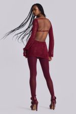 Burgundy Umbra Mini Dress - Image 4