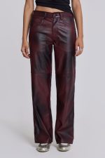 Oxblood Faux Leather Pants - Image 2