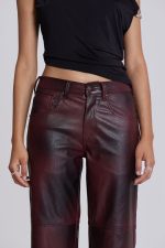 Oxblood Faux Leather Pants - Image 6