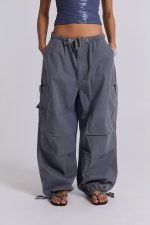 Vintage Grey Parachute Cargo Pants - Image 2