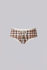 Brown Checked In Bikini Hot Pants - Image 4