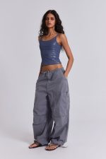 Vintage Grey Parachute Cargo Pants - Image 6