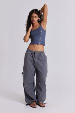 Vintage Grey Parachute Cargo Pants - Image 4