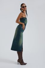 Liberty 2 In 1 Detachable Denim Blue Midi Dress - Image 3