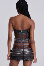 Belted Faux Leather Corset Top - Image 3