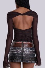 Bianca Macrame Off Shoulder Mesh Top - Image 2