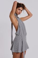Enya Backless Mini Dress in Steel - Image 5