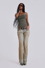 Xter Layered Top in Khaki Green - Image 8