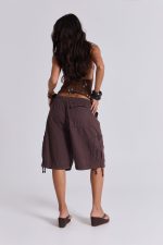 Brown Parachute Cargo Shorts - Image 4