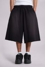 Washed Black Monster Jogger Baggy Shorts