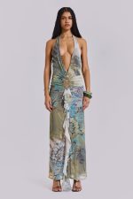 Cindy Plunge Maxi Dress In Green - Image 5