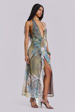 Cindy Plunge Maxi Dress In Green - Image 3