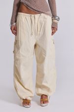Ecru Parachute Cargo Pants - Image 4