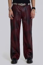Oxblood Faux Leather Pants - Image 2