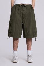 Khaki Parachute Cargo Baggy Shorts - Image 4