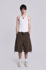 Brown Parachute Cargo Baggy Shorts - Image 2