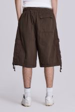Brown Parachute Cargo Baggy Shorts - Image 4
