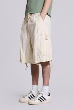 Ecru Parachute Cargo Baggy Shorts - Image 7