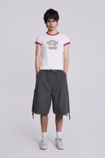 Vintage Grey Parachute Cargo Shorts - Image 5