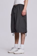 Vintage Grey Parachute Cargo Shorts - Image 7