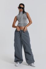 Vintage Grey Parachute Cargo Pants - Image 7