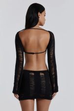 Black Umbra Shredded Mini Dress - Image 12